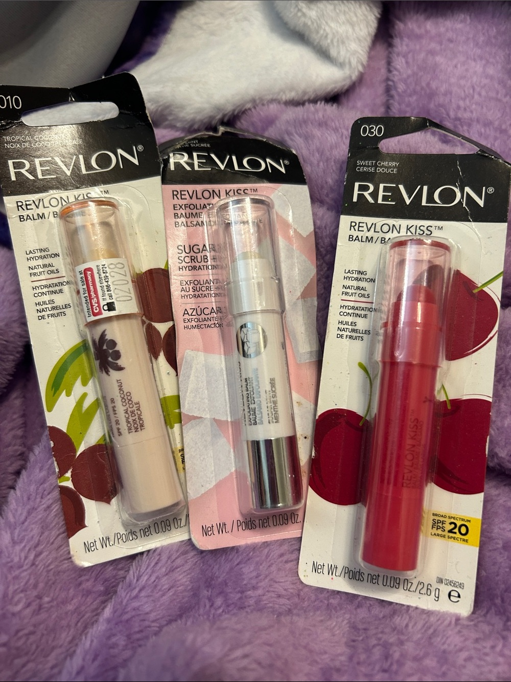 Revlon Kiss Lip Balms Trio — Cherry Red, Soft Pink & Neutral Cream